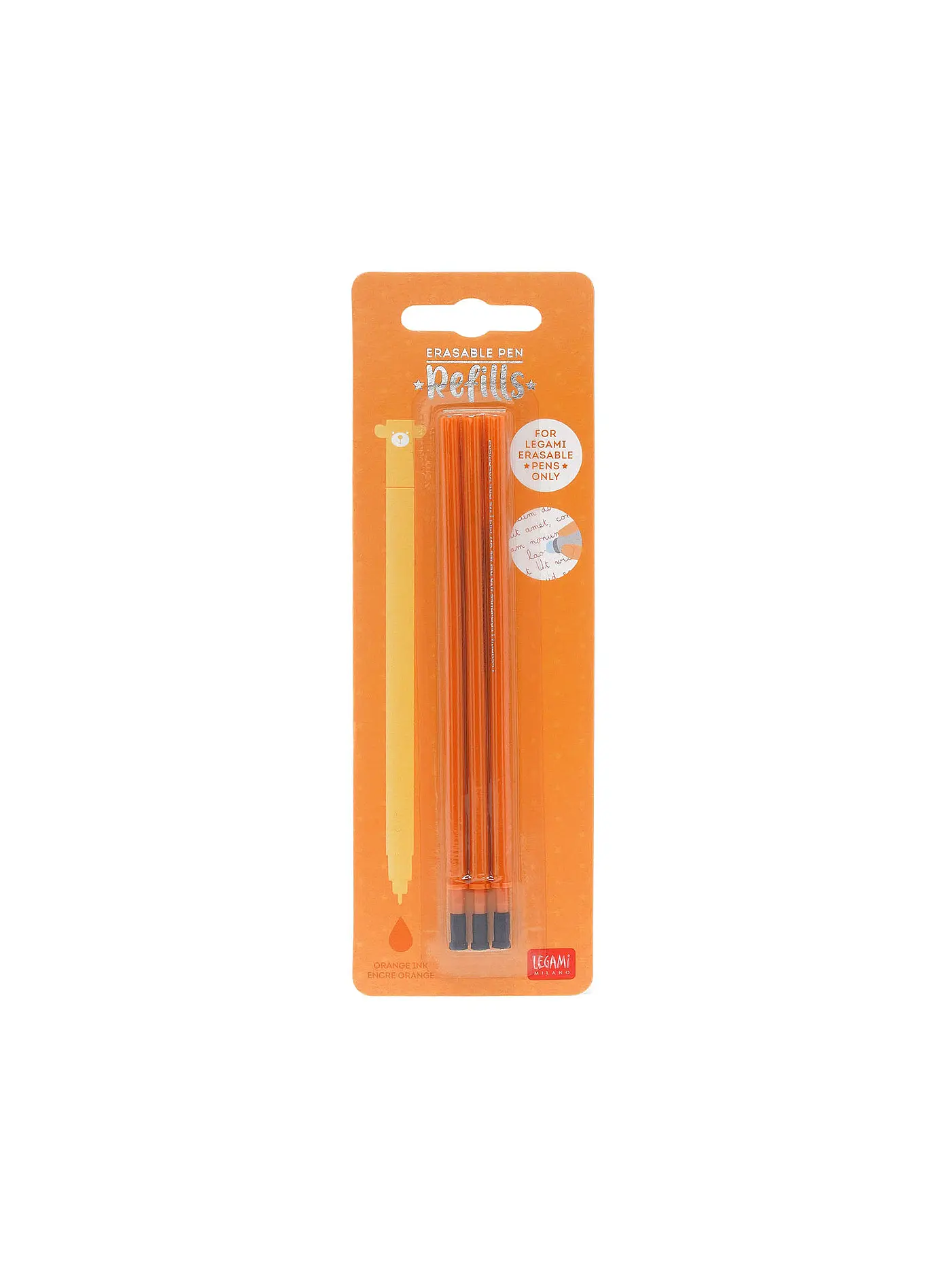 LEGAMI | Ersatzmine für löschbaren Gelstift - Erasable Pen 3er Pkg. Orange | 